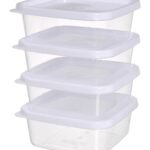 طقم حاويات لتخزين الطعام مع غطاء أبيض 4 x 600 ml