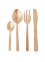 ⁦24 Pc Set طقم أدوات مائدة سيلفروير مصنوعة من الستانلس ستيل مكون من 24 قطعة - سكاكين وشوك وملاعق مائدة كبيرة وملاعق صغيرة - لون نحاسي سيل نحاسي سيل⁩ - الصورة ⁦2⁩