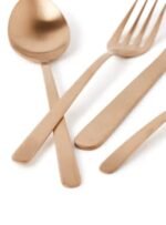 ⁦24 Pc Set طقم أدوات مائدة سيلفروير مصنوعة من الستانلس ستيل مكون من 24 قطعة - سكاكين وشوك وملاعق مائدة كبيرة وملاعق صغيرة - لون نحاسي سيل نحاسي سيل⁩ - الصورة ⁦5⁩