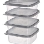 طقم حاويات لتخزين الطعام مع غطاء رمادي 4 x 600 ml