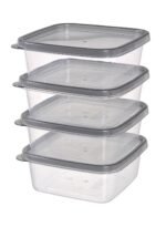 طقم حاويات لتخزين الطعام مع غطاء رمادي 4 x 600 ml