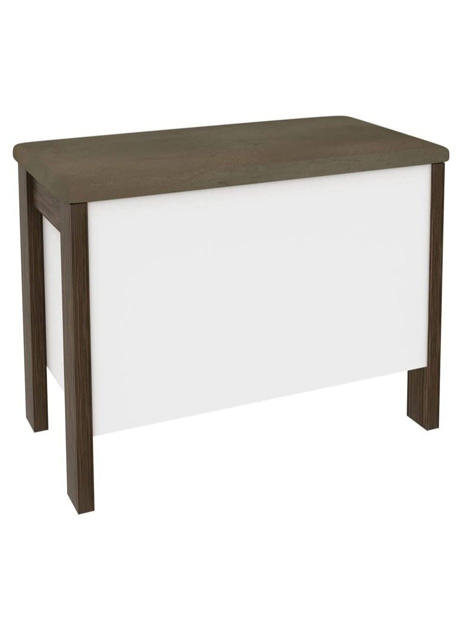 11099540003T14-1 وعاء للتخزين، أبيض مع إطار الجوز -h 48 cm x w 65 cm x d 35.5 cm - الصورة 1