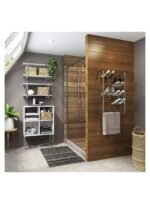 ⁦أرفف كارارو مثبتة على الحائط، 127521102، MDF أبيض وأقدام مطلية بالكروم⁩ - الصورة ⁦2⁩