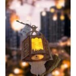 فانوس رمضان خشبي بأشكال مختلفة مع اضاءة 19 سم
