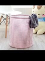 ⁦سلال قماش لون بينك مخطط مربعات⁩ - الصورة ⁦2⁩
