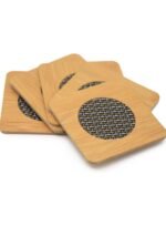 ⁦قاعدة اكواب من الخيزران الطبيعي 100%، حصيرة اكواب معزولة غير قابلة للانزلاق للمنزل والمكتب (مجموعة من 4 قطع)⁩ - الصورة ⁦4⁩