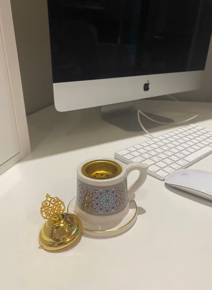 6900019166572R8-2 مبخرة عربية مع غطاء ذهبي - الصورة 1