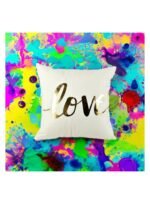 ⁦غطاء وسادة بطبعة كلمة love لون ابيض⁩ - الصورة ⁦4⁩