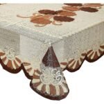 غطاء طاولة كوبير اندستريز بتصميم الزهور لطاولة مكونة من 4 مقاعد - بني موديل (CTKTC01160)