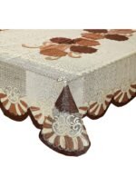 غطاء طاولة كوبير اندستريز بتصميم الزهور لطاولة مكونة من 4 مقاعد - بني موديل (CTKTC01160)