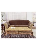 غطاء طاولة مركزي من Kuber Industries بتصميم مربعات  PVC مقاعد4|مقاوم للماء/الزيت|مقاس 150 × 100 × 1 سم (بني) -