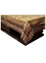 ⁦غطاء طاولة مركزي من Kuber Industries بتصميم مربعات  PVC مقاعد4|مقاوم للماء/الزيت|مقاس 150 × 100 × 1 سم (بني) -⁩ - الصورة ⁦3⁩