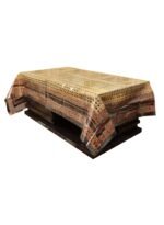⁦غطاء طاولة مركزي من Kuber Industries بتصميم مربعات  PVC مقاعد4|مقاوم للماء/الزيت|مقاس 150 × 100 × 1 سم (بني) -⁩ - الصورة ⁦4⁩