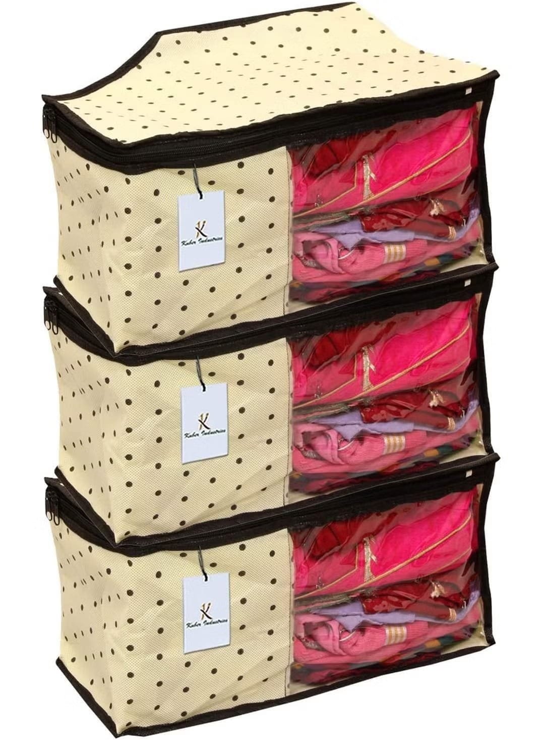 B08BKLDNCDr3-1 طقم منظم ملابس غير منسوج من كوبر انداستريز، 3 قطع، لون عاجي، مقاس 39×27×20 سم - الصورة 1