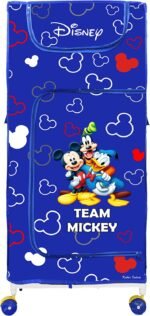 ⁦صندوق ألعاب قابل للطي بلاستيكي متعدد الأغراض بطباعة ميكي من Kuber Industries مطبوع عليه Disney Team Mickey صندوق ألعاب/خزانة ملابس أطفال ألميرا للأطفال مع 4 أرفف (أزرق ملكي)⁩ - الصورة ⁦5⁩