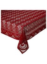⁦غطاء طاولة من القطن بتصميم دوائر من كوبر اندستريز للطاولات تتسع لـ6 مقاعد (لون خمري) - KUBMART02712⁩ - الصورة ⁦4⁩