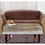 غطاء طاولة مركزية بـ 4 مقاعد من بلاستيك PVC بتصميم شفاف ثلاثي الابعاد مقاس 60 انش×40 انش (لون فضي)