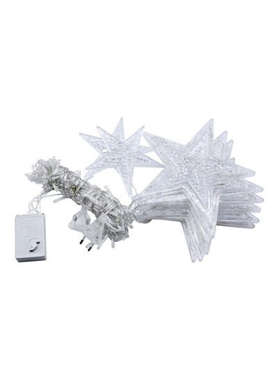 ML042r8-1 شريط إضاءة LED بتصميم الستارة على شكل نجوم خماسية مناسب لزينة رمضان أبيض - الصورة 1