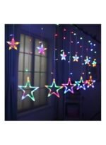 ⁦مجموعة أضواء للزينة من 9 خيوط بإضاءة LED بتصميم نجوم متعدد الألوان 3متر⁩ - الصورة ⁦3⁩