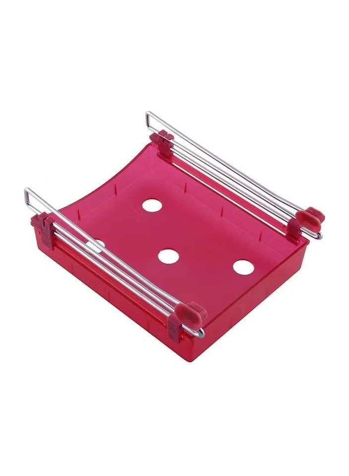 pc75794523394Sr29-1 درج منظم للثلاجة، رف حر قابل للسحب بتصميم مضاد للانزلاق سهل التنظيف، شفاف لون احمر - الصورة 1